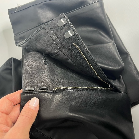 Vince. Black 100% Lamb Leather Tapered Straight Leg Pants Size 8 NWT - Picture 9 of 16